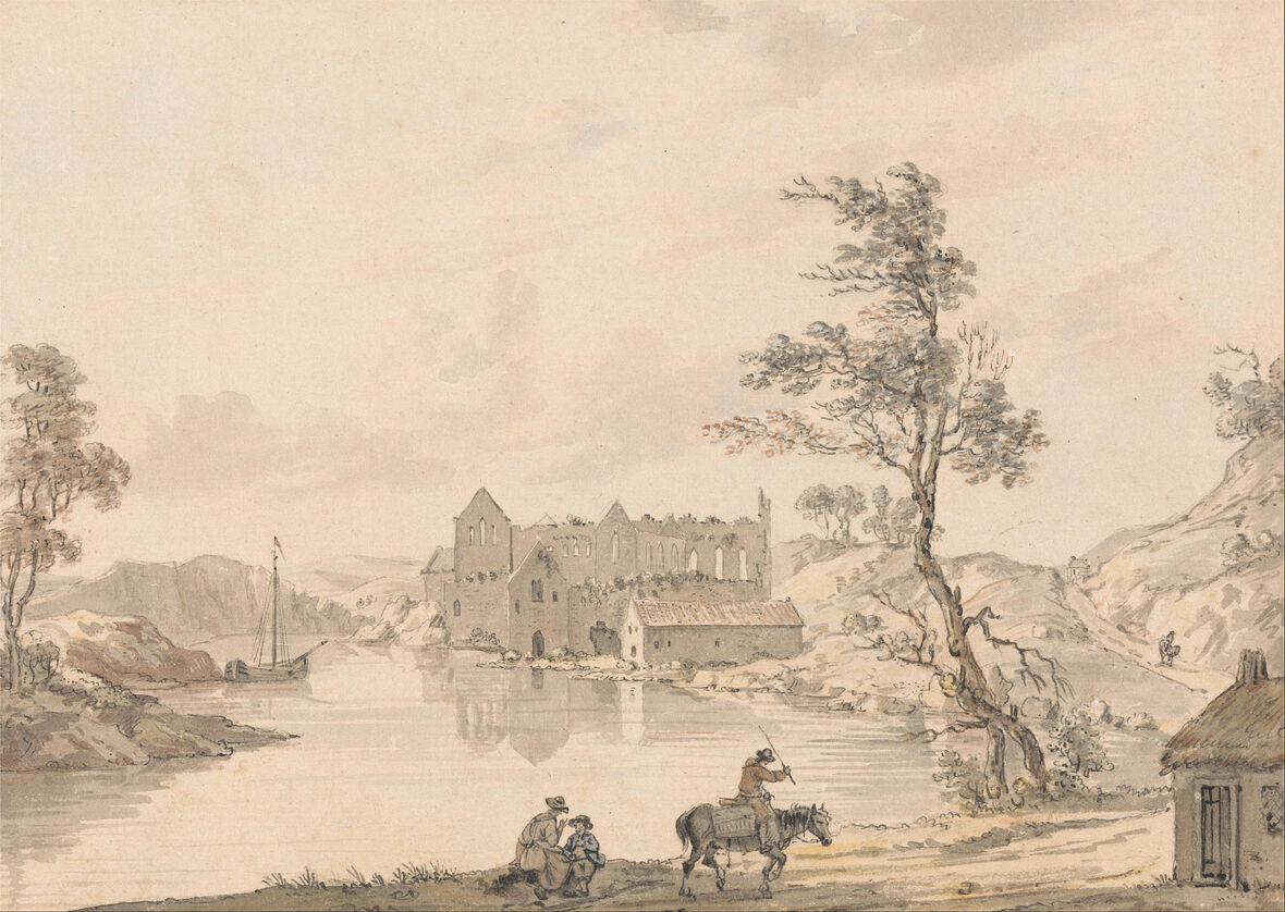 Paul Sandby - Askeaton Abbey near Limerick Ireland on the River Deel date unknown. Public Domain